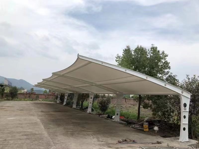 上城区小区改造停车棚工程，膜结构非机动车棚定制厂家-2